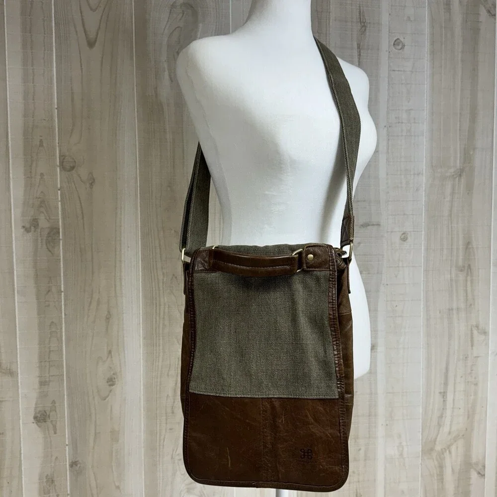 Carraig Donn Ireland Leather /Canvas Front Flap Messenger Shoulder Crossbody Bag